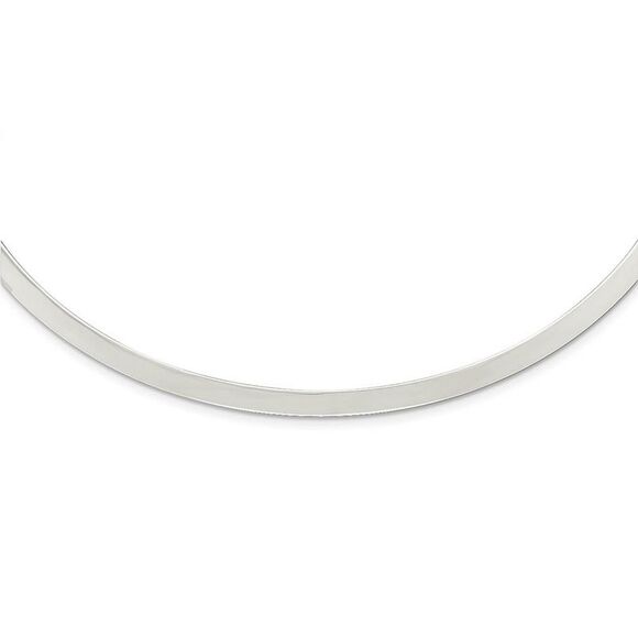 4mm Sterling Silver Polished Slip On Neck Collar 14 Inch